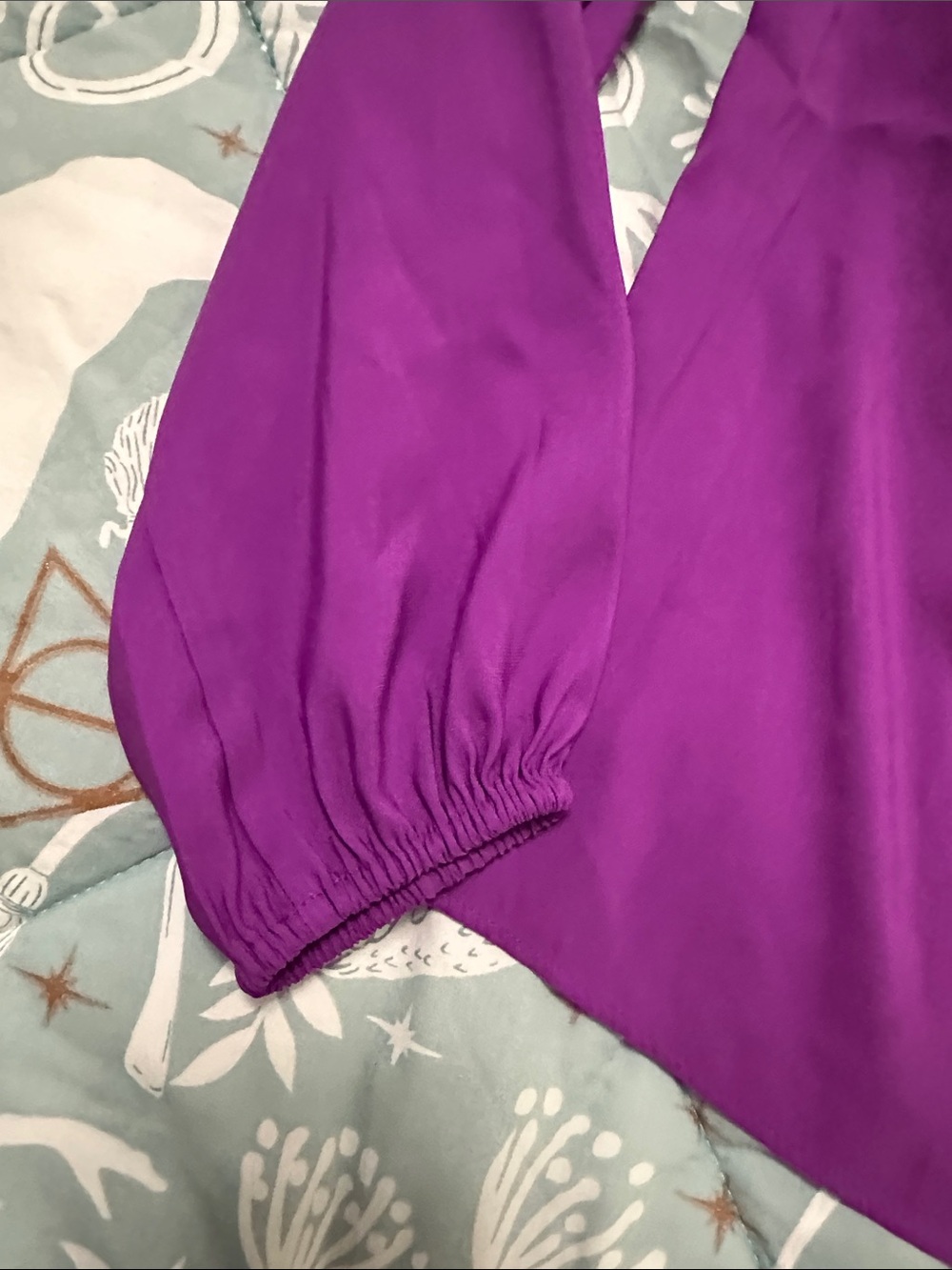 Express Purple Ruffle Cold-Shoulder Blouse - Picture 4 of 5